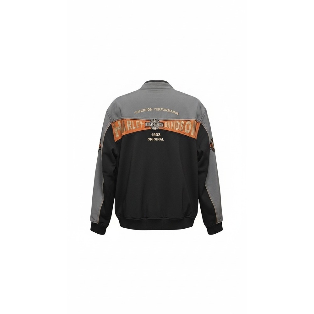 Harley Davidson Jacket Mens Black Gray Spell Out Soft Shell Embroidered L - Picture 2 of 16